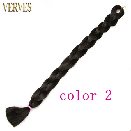 Braiding Hair One Piece Synthetic 82 Inch Heat Fiber Braid 165g/Piece Black Pure Color Jumbo Braid Hair Extensions