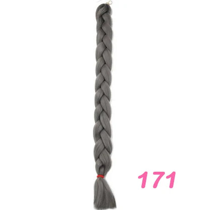 Braiding Hair One Piece Synthetic 82 Inch Heat Fiber Braid 165g/Piece Black Pure Color Jumbo Braid Hair Extensions