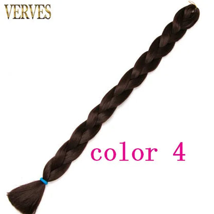 Braiding Hair One Piece Synthetic 82 Inch Heat Fiber Braid 165g/Piece Black Pure Color Jumbo Braid Hair Extensions