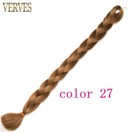 Braiding Hair One Piece Synthetic 82 Inch Heat Fiber Braid 165g/Piece Black Pure Color Jumbo Braid Hair Extensions