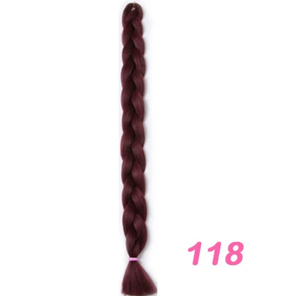 Braiding Hair One Piece Synthetic 82 Inch Heat Fiber Braid 165g/Piece Black Pure Color Jumbo Braid Hair Extensions