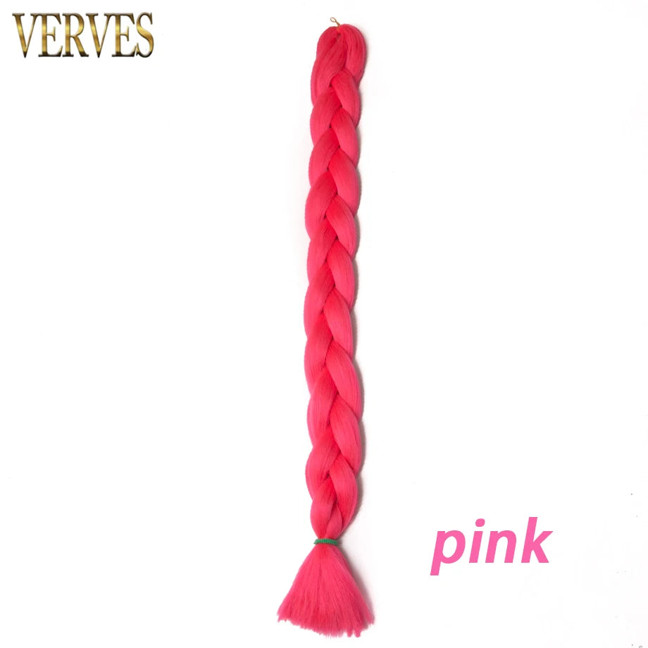 Braiding Hair One Piece Synthetic 82 Inch Heat Fiber Braid 165g/Piece Black Pure Color Jumbo Braid Hair Extensions