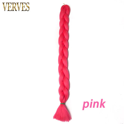 Braiding Hair One Piece Synthetic 82 Inch Heat Fiber Braid 165g/Piece Black Pure Color Jumbo Braid Hair Extensions