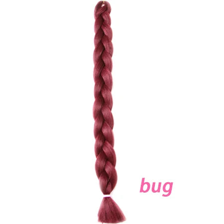 Braiding Hair One Piece Synthetic 82 Inch Heat Fiber Braid 165g/Piece Black Pure Color Jumbo Braid Hair Extensions