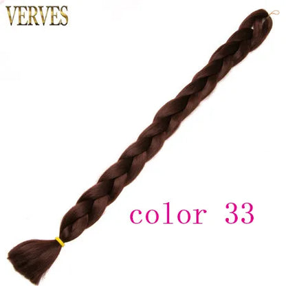 Braiding Hair One Piece Synthetic 82 Inch Heat Fiber Braid 165g/Piece Black Pure Color Jumbo Braid Hair Extensions