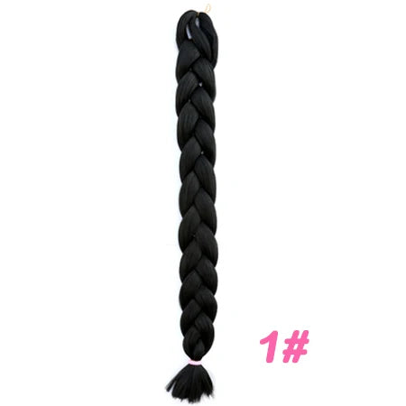 Braiding Hair One Piece Synthetic 82 Inch Heat Fiber Braid 165g/Piece Black Pure Color Jumbo Braid Hair Extensions