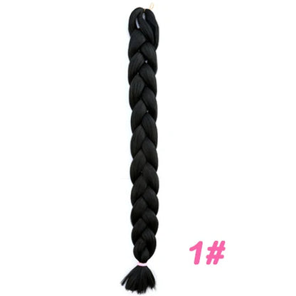Braiding Hair One Piece Synthetic 82 Inch Heat Fiber Braid 165g/Piece Black Pure Color Jumbo Braid Hair Extensions