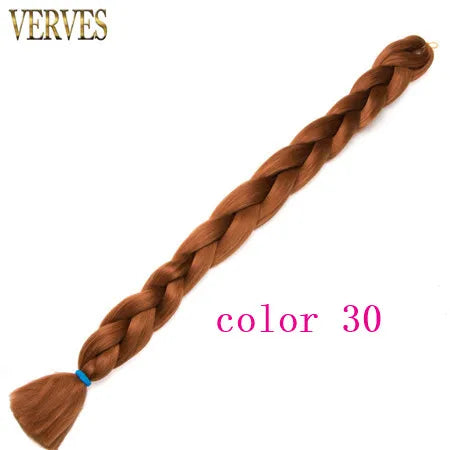 Braiding Hair One Piece Synthetic 82 Inch Heat Fiber Braid 165g/Piece Black Pure Color Jumbo Braid Hair Extensions