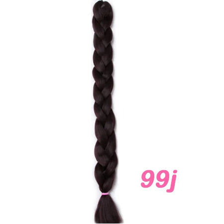 Braiding Hair One Piece Synthetic 82 Inch Heat Fiber Braid 165g/Piece Black Pure Color Jumbo Braid Hair Extensions