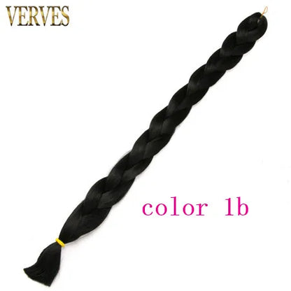 Braiding Hair One Piece Synthetic 82 Inch Heat Fiber Braid 165g/Piece Black Pure Color Jumbo Braid Hair Extensions