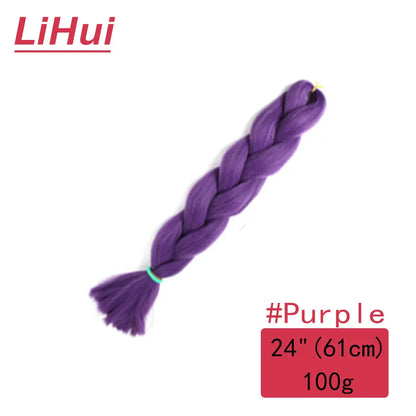 24 Inches Synthetic Braiding Hair Jumbo Braid Ombre Jumbo Hair Extension For Women DIY Hair Braids Purple Pink Yellow Gray
