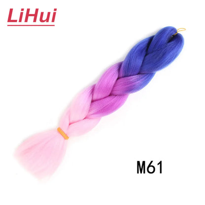 24 Inches Synthetic Braiding Hair Jumbo Braid Ombre Jumbo Hair Extension For Women DIY Hair Braids Purple Pink Yellow Gray