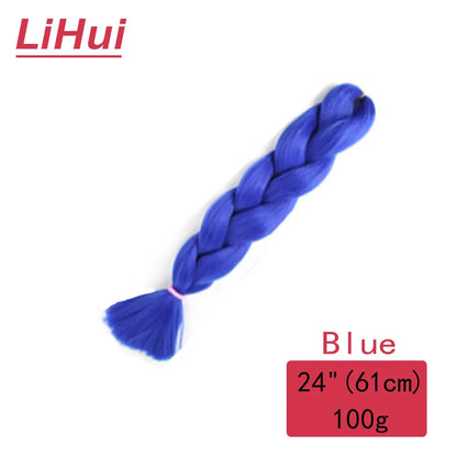 24 Inches Synthetic Braiding Hair Jumbo Braid Ombre Jumbo Hair Extension For Women DIY Hair Braids Purple Pink Yellow Gray