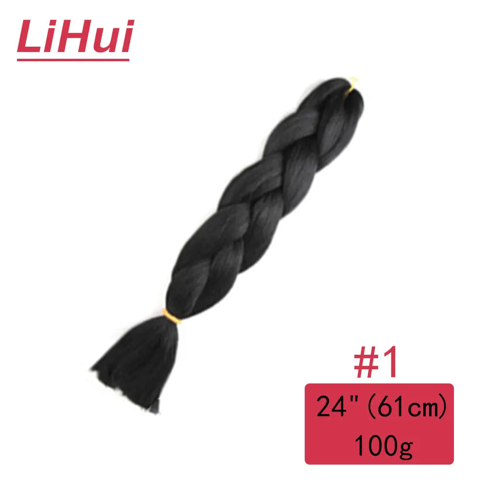 24 Inches Synthetic Braiding Hair Jumbo Braid Ombre Jumbo Hair Extension For Women DIY Hair Braids Purple Pink Yellow Gray