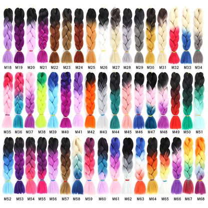 24 Inches Synthetic Braiding Hair Jumbo Braid Ombre Jumbo Hair Extension For Women DIY Hair Braids Purple Pink Yellow Gray