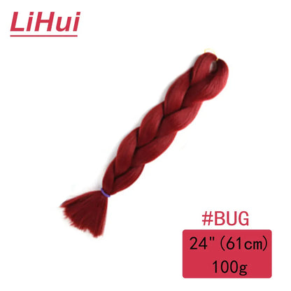 24 Inches Synthetic Braiding Hair Jumbo Braid Ombre Jumbo Hair Extension For Women DIY Hair Braids Purple Pink Yellow Gray
