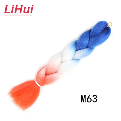 24 Inches Synthetic Braiding Hair Jumbo Braid Ombre Jumbo Hair Extension For Women DIY Hair Braids Purple Pink Yellow Gray