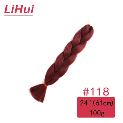 24 Inches Synthetic Braiding Hair Jumbo Braid Ombre Jumbo Hair Extension For Women DIY Hair Braids Purple Pink Yellow Gray
