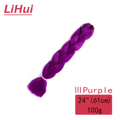 24 Inches Synthetic Braiding Hair Jumbo Braid Ombre Jumbo Hair Extension For Women DIY Hair Braids Purple Pink Yellow Gray