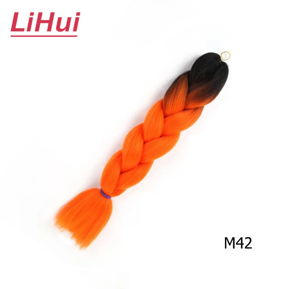 24 Inches Synthetic Braiding Hair Jumbo Braid Ombre Jumbo Hair Extension For Women DIY Hair Braids Purple Pink Yellow Gray