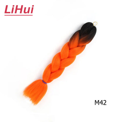 24 Inches Synthetic Braiding Hair Jumbo Braid Ombre Jumbo Hair Extension For Women DIY Hair Braids Purple Pink Yellow Gray