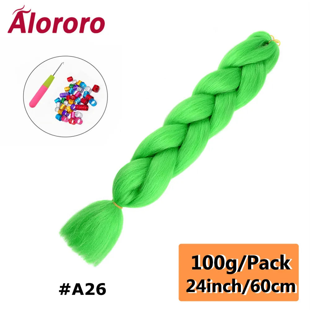 24 Inch Jumbo Braids for Hair Extensions Purple Synthetic Braiding Hair Accessories 100G/Pack Women DIY Hair for Crochet Braid