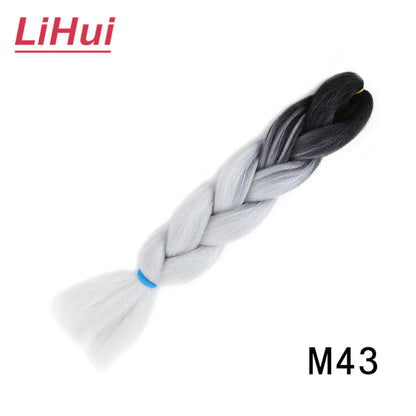 24 Inches Synthetic Braiding Hair Jumbo Braid Ombre Jumbo Hair Extension For Women DIY Hair Braids Purple Pink Yellow Gray