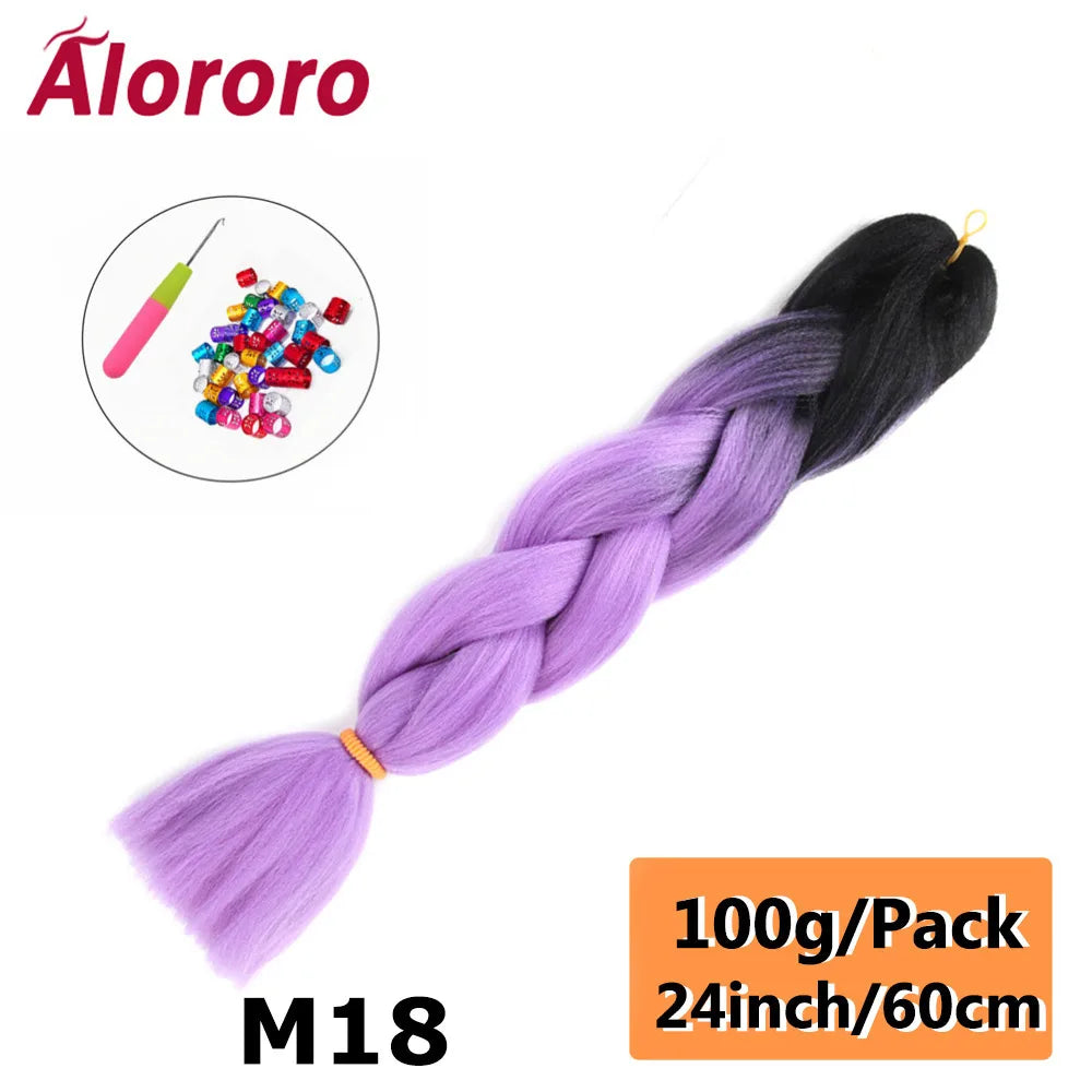 24 Inch Jumbo Braids for Hair Extensions Purple Synthetic Braiding Hair Accessories 100G/Pack Women DIY Hair for Crochet Braid