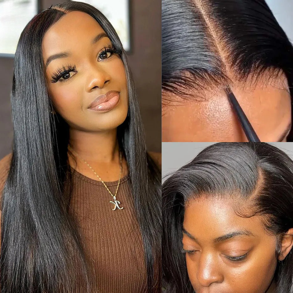 Go Glueless Lace Front Human Hair Wig Bone Straight 13x6