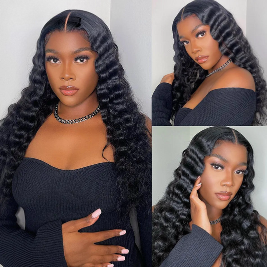 Perruque Lace Frontal Wig naturelle, cheveux humains, Loose Deep Wave, pre-plucked, sans colle, 30 pouces, Invisible, 13x6, HD