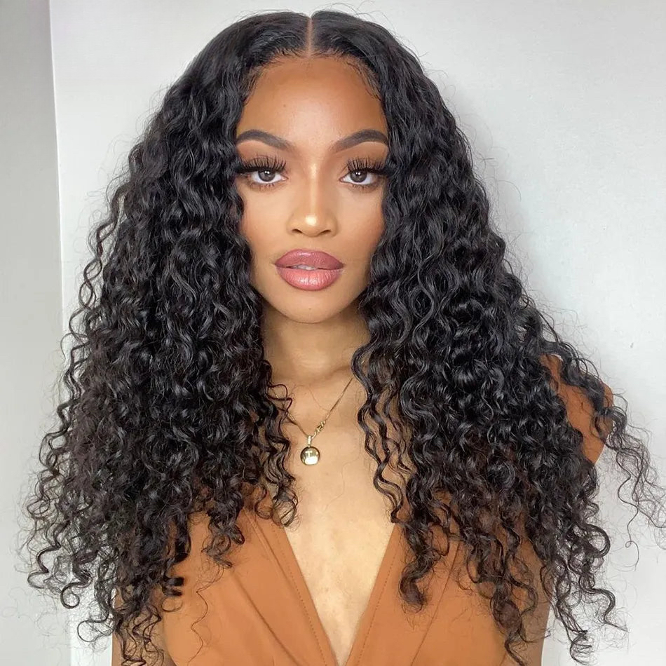 Go Glueless Deep Wave Closure Wig 4x4 6x5 HD Lace Closure Wig Curly Human Hair Wigs Wear Go 200 Density HD Lace Frontal Wig