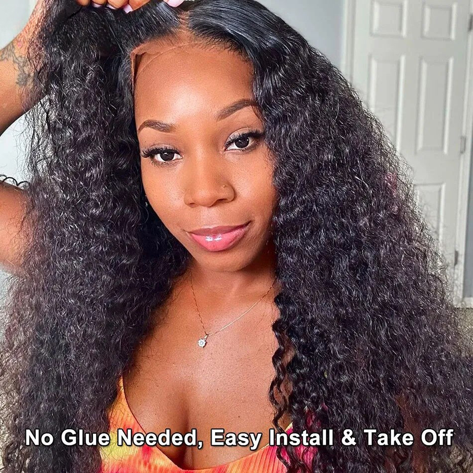 Go Glueless Deep Wave Closure Wig 4x4 6x5 HD Lace Closure Wig Curly Human Hair Wigs Wear Go 200 Density HD Lace Frontal Wig