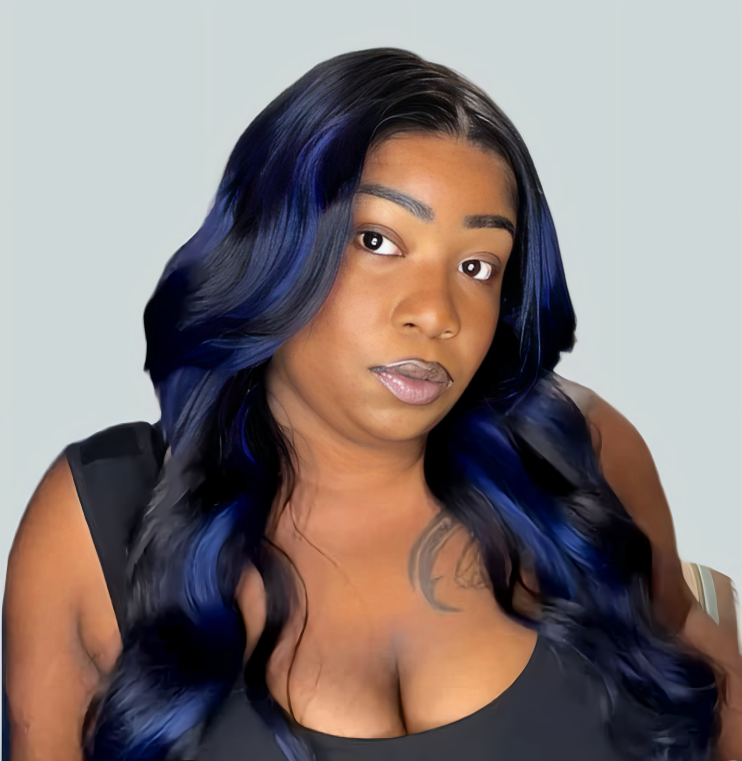 Highlight Black With Blue 13x6 Transparent Lace Frontal Wigs Human Hair Wig Brazilian  Hair Glueless Full Lace Wigs