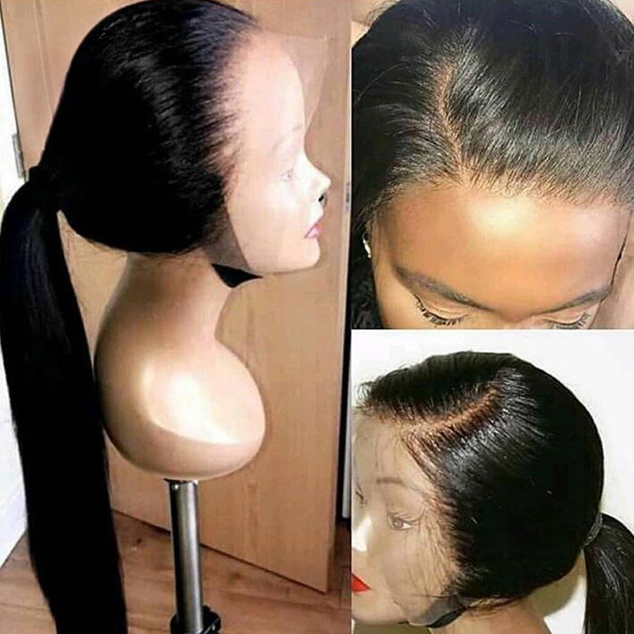 Straight Full Lace Human Hair Wigs With Baby Hair Pre-Plucked Hairline Lace Wigs Bleached Knots Brazilian Remy Hair