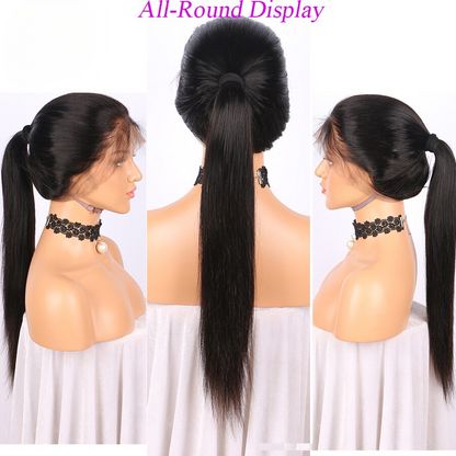 Straight Full Lace Human Hair Wigs With Baby Hair Pre-Plucked Hairline Lace Wigs Bleached Knots Brazilian Remy Hair