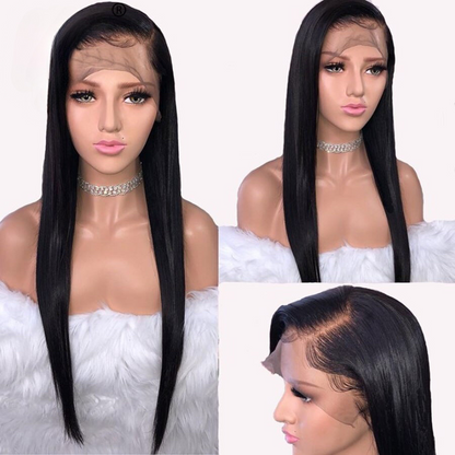 Straight Full Lace Human Hair Wigs With Baby Hair Pre-Plucked Hairline Lace Wigs Bleached Knots Brazilian Remy Hair