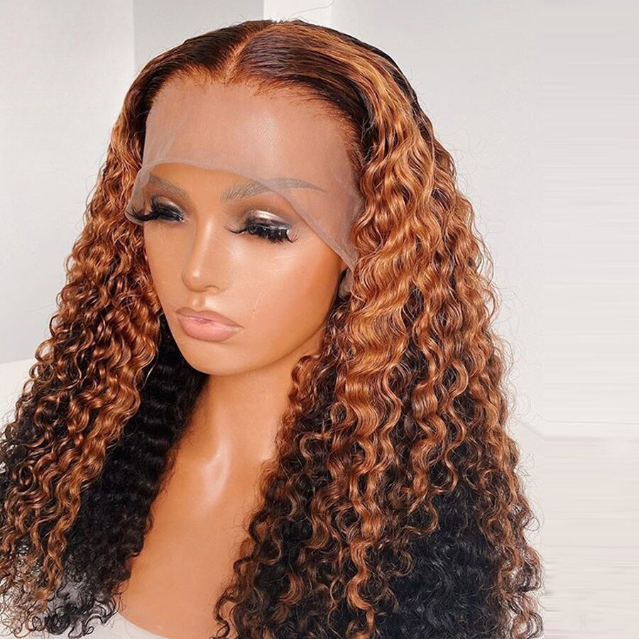 Yonce Wig 180% Density Ombre Human Hair Wigs 13x6 Curly Pre-Plucked Brazilian