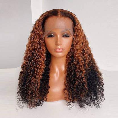 Yonce Wig 180% Density Ombre Human Hair Wigs 13x6 Curly Pre-Plucked Brazilian