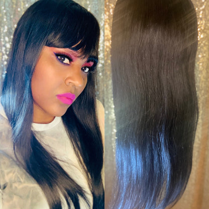 Pretty Straight Bang Wig 100% Virgin Human Hair