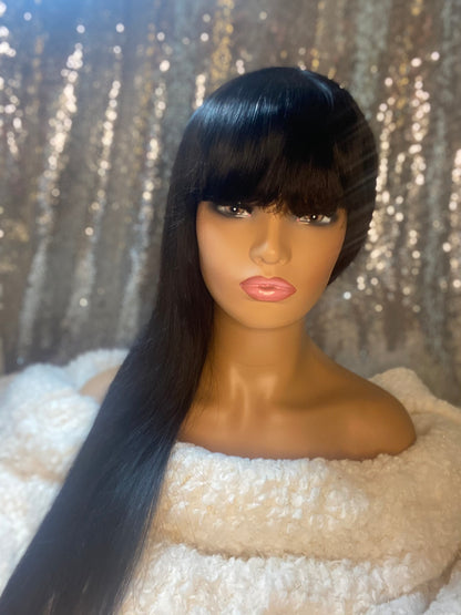 Pretty Straight Bang Wig 100% Virgin Human Hair