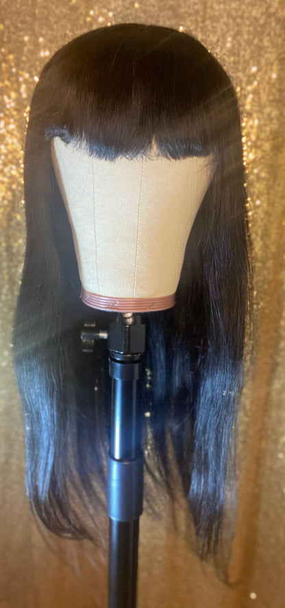 Pretty Straight Bang Wig 100% Virgin Human Hair