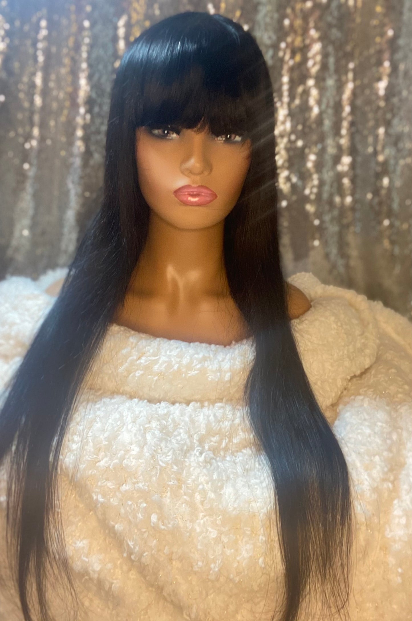 Pretty Straight Bang Wig 100% Virgin Human Hair