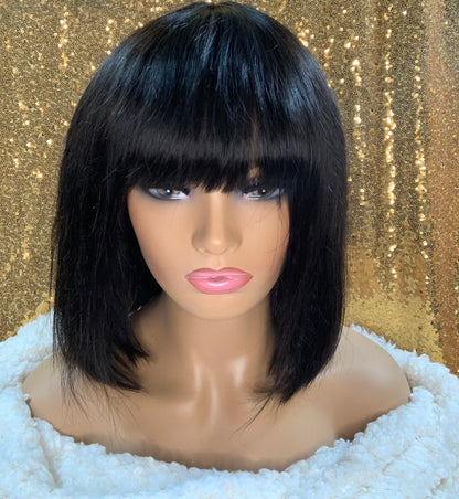 Courageous Bob Wig With Bang 100% Virgin Human Hair