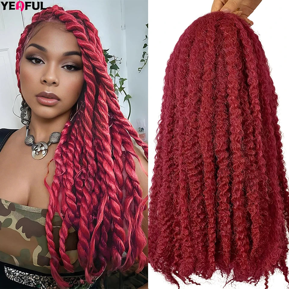 18 Inch Synthetic Marley Twist Braiding Hair Red Black Brown Ginger Bug Blonde #4 Pre Looped Marley Twists Crochet Hair