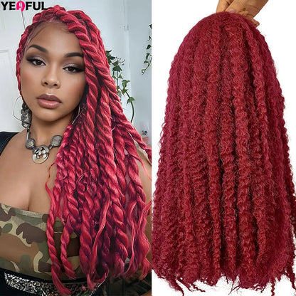 18 Inch Synthetic Marley Twist Braiding Hair Red Black Brown Ginger Bug Blonde #4 Pre Looped Marley Twists Crochet Hair