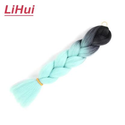 24 Inches Synthetic Braiding Hair Jumbo Braid Ombre Jumbo Hair Extension For Women DIY Hair Braids Purple Pink Yellow Gray