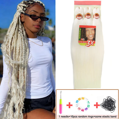 Pre Stretched Braiding Hair 26in 3 Packs Black Braiding Hair Synthetic Prestretched Braid Hair Extensions Crochet Twist Braids