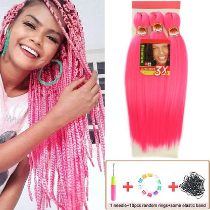 Pre Stretched Braiding Hair 26in 3 Packs Black Braiding Hair Synthetic Prestretched Braid Hair Extensions Crochet Twist Braids