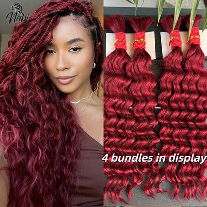 Nabi Boho Braids Human Hair 50g/bundle Deep Wave Hair Bulk Brazilian Human Braiding Hair 6 Bundle full Head