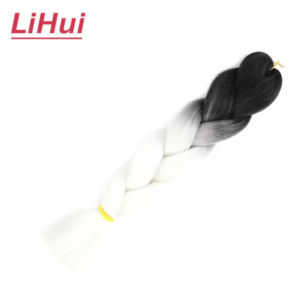 24 Inches Synthetic Braiding Hair Jumbo Braid Ombre Jumbo Hair Extension For Women DIY Hair Braids Purple Pink Yellow Gray